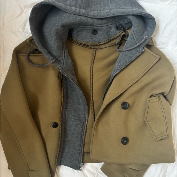 Maeve Jackets & Blazers - Anthropologie Olive and Gray Hooded Jacket